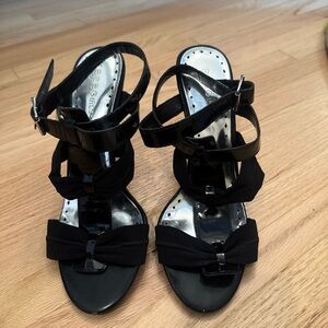 BCBGirls Black Bow Strappy Sandals